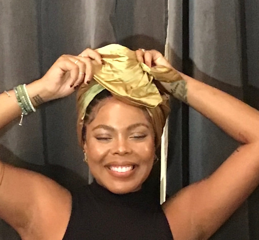 Silk Shantung Twisturban in gold