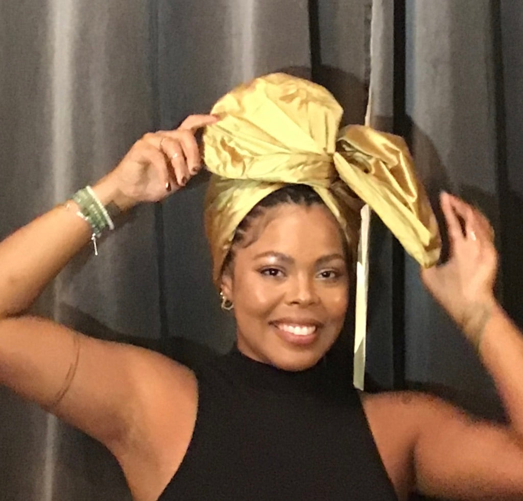 Silk Shantung Twisturban in gold