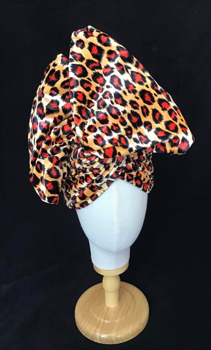 Bright Leopard velvet Twisturban