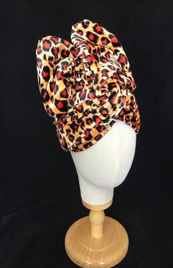 Bright Leopard velvet Twisturban