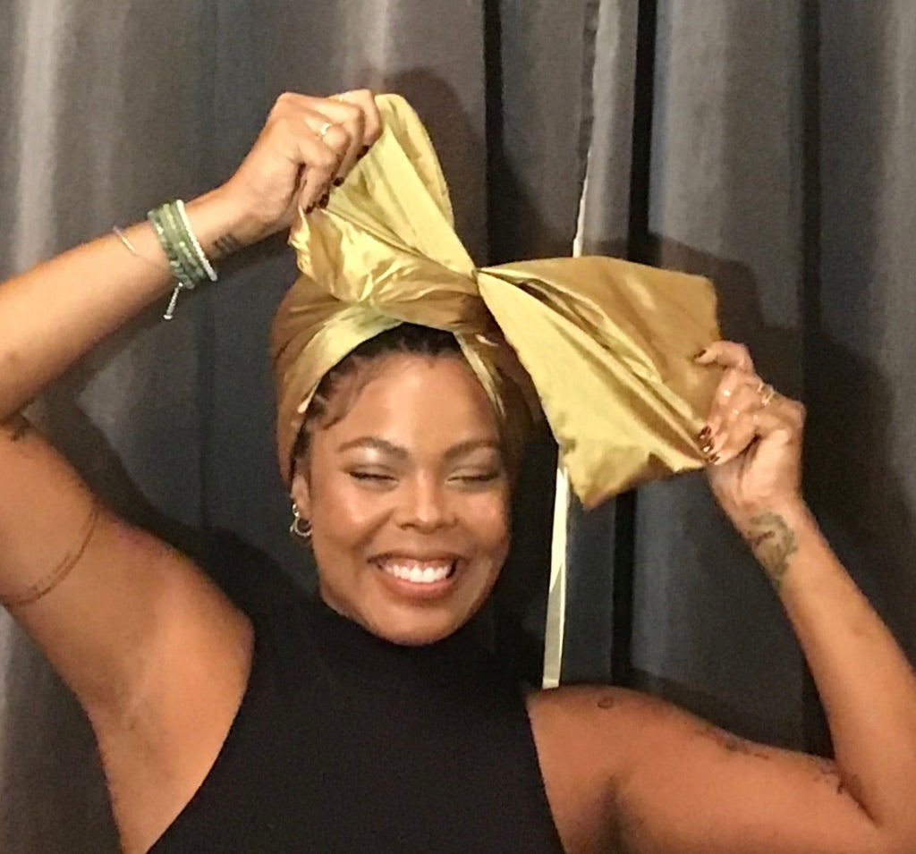 Silk Shantung Twisturban in gold