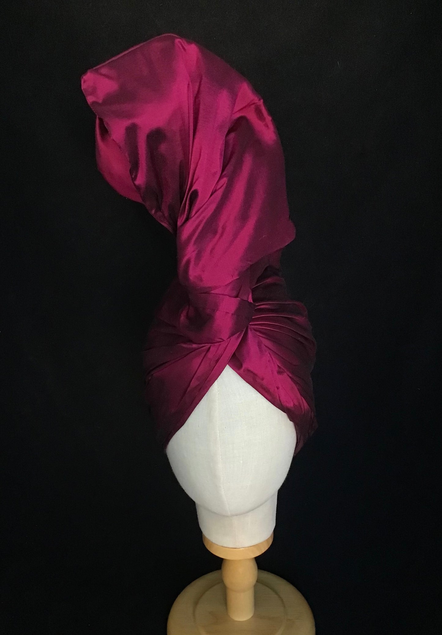 Silk Shantung Twisturban in Berry#115a
