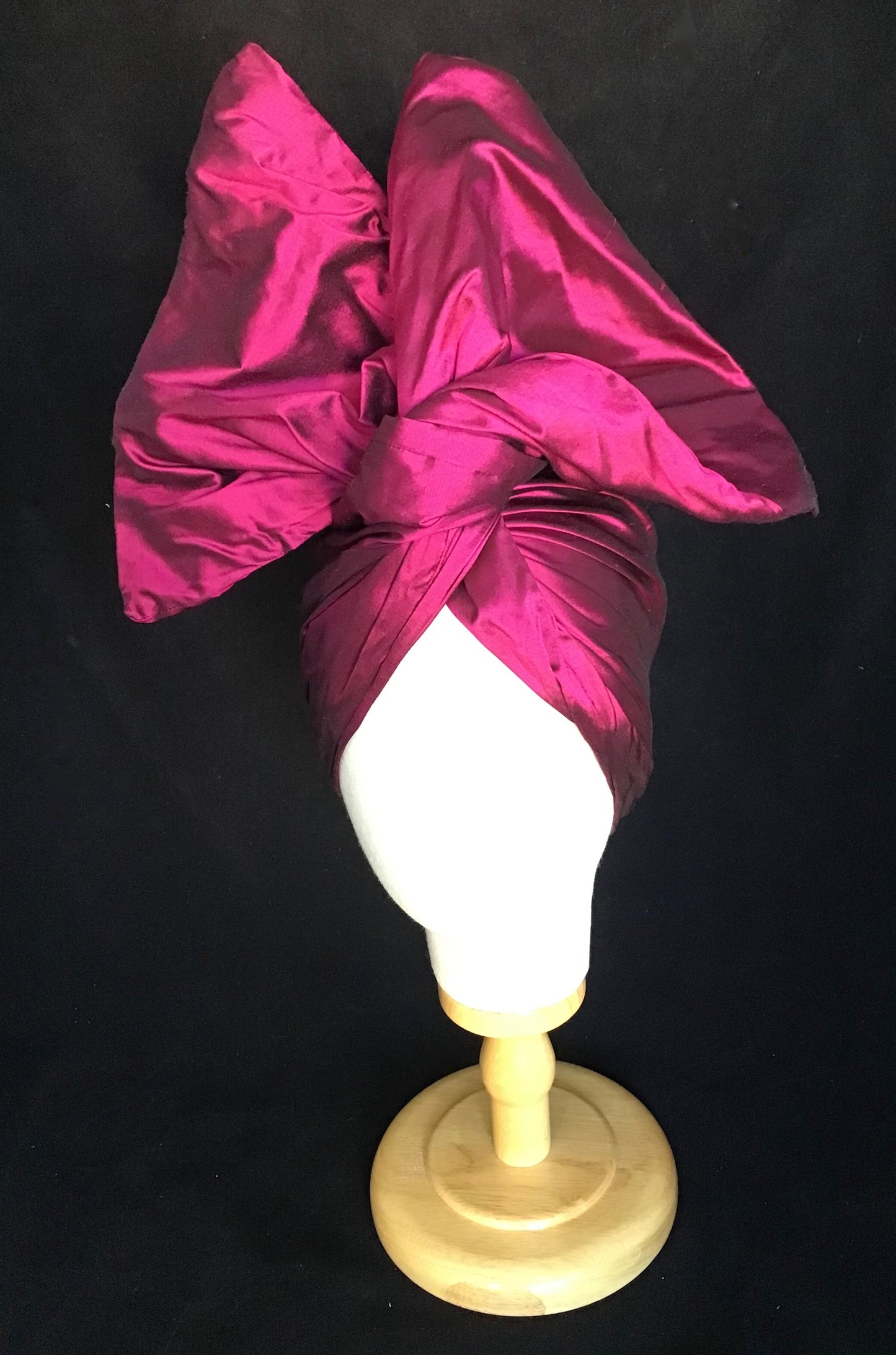Silk Shantung Twisturban in Berry#115a