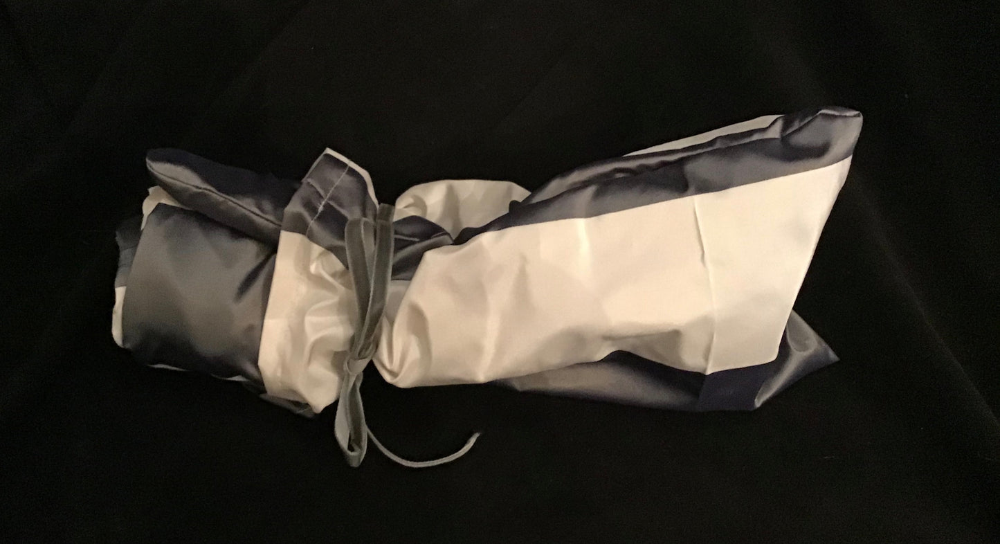 Silk taffeta silver and white wide stripe medium Twisturban