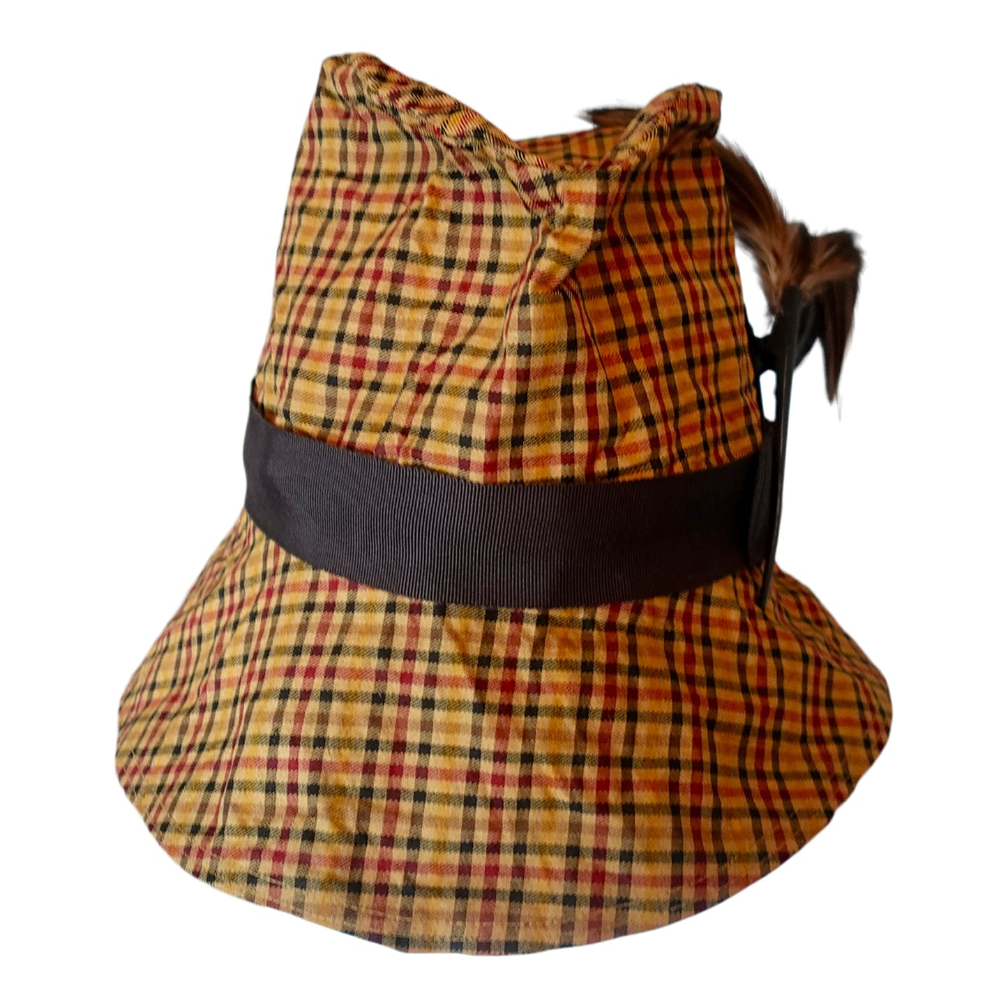 Morphy Moldable Plaid  Deep Cuff Trilby Fedora Mustard