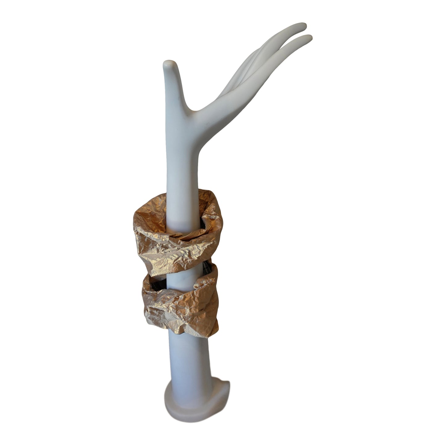 Morphy Metallic Lt Gold Silk & Plaid  Silk Wrist Cuff set of 2