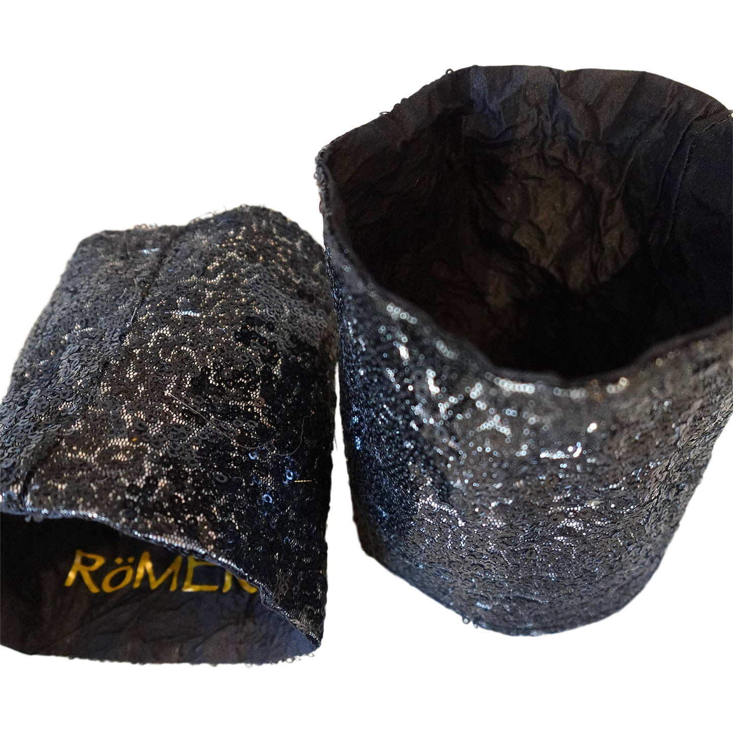 Morphy Metallic  Black Sequin & Silk Wrist Cuff set of 2