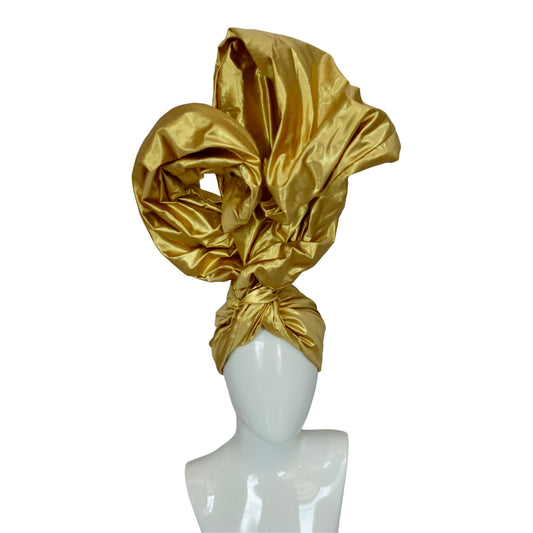 XL Metallic Gold silk shantung crescent Twisturban®