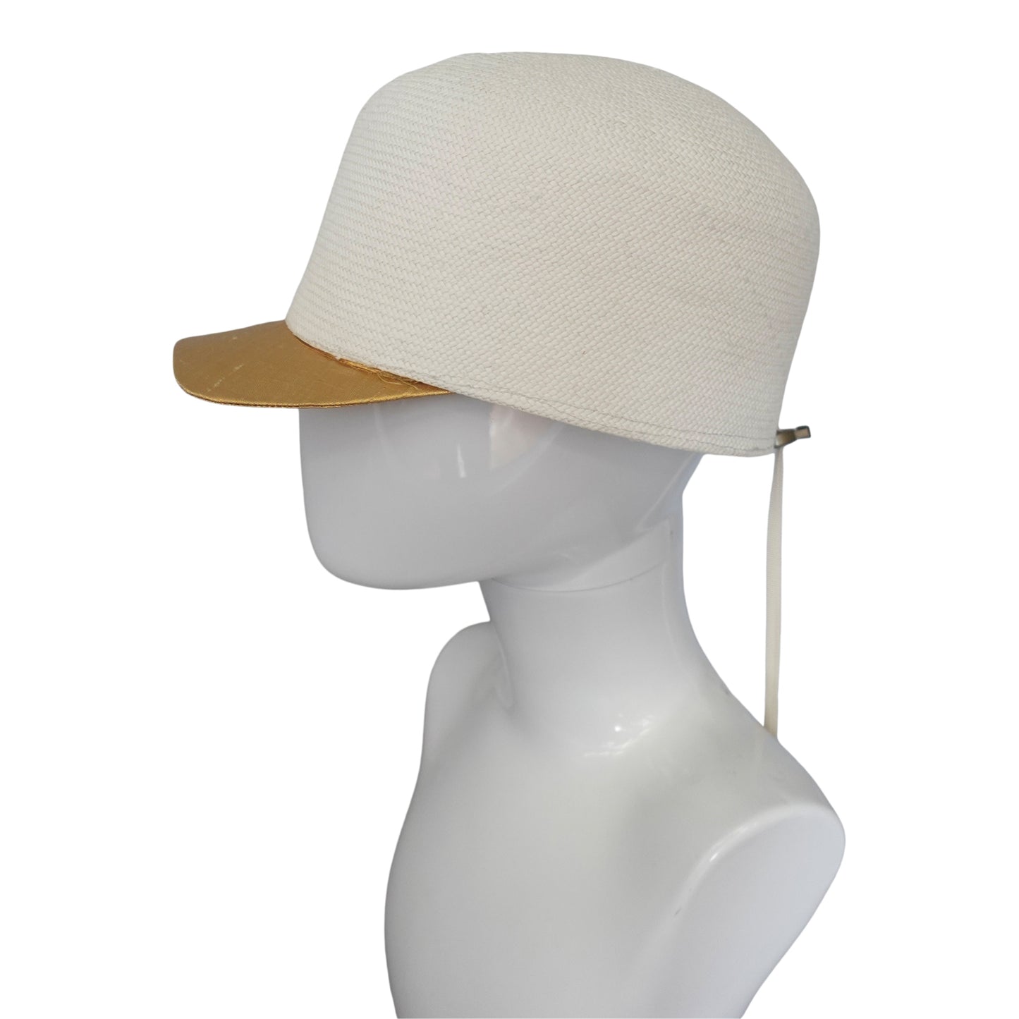 Upcycled panama cap with gold silk visor