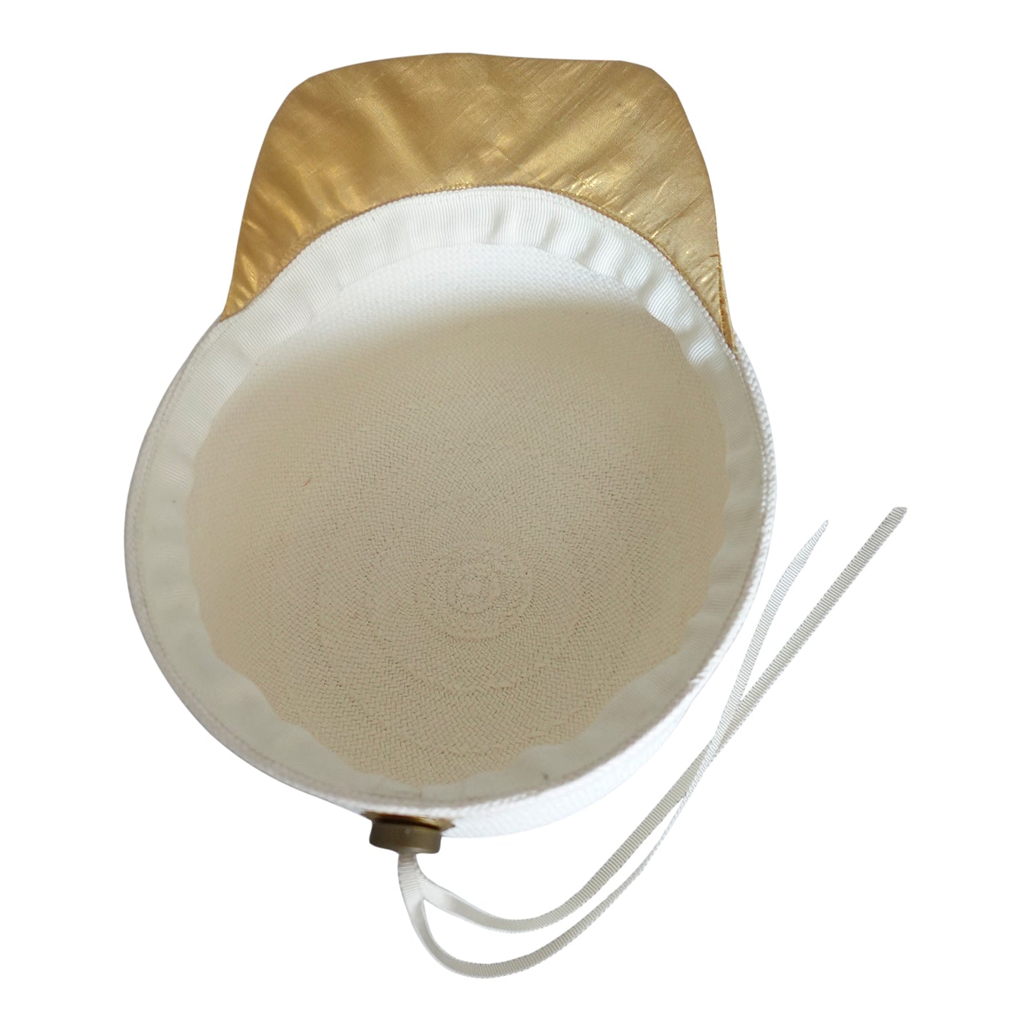 Upcycled panama cap with gold silk visor