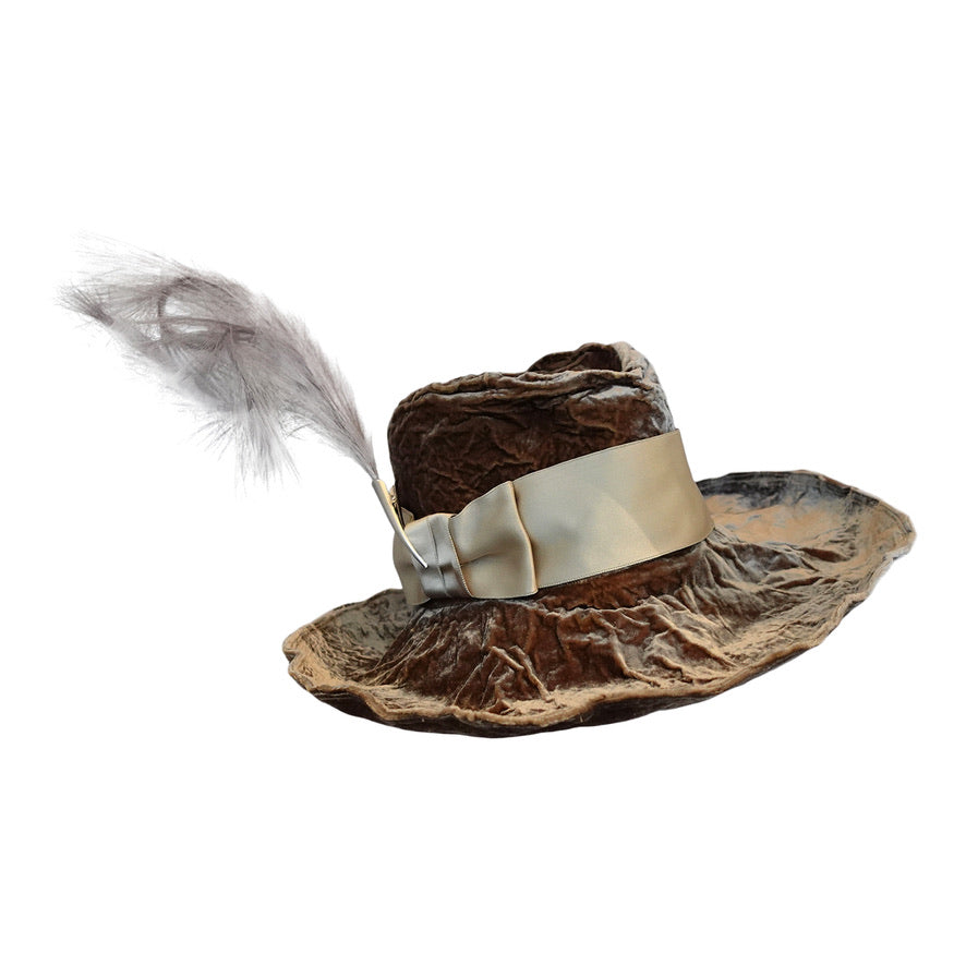 Morphy Moldable silk/ rayon velvet  wide brim fedora 22 3/4"