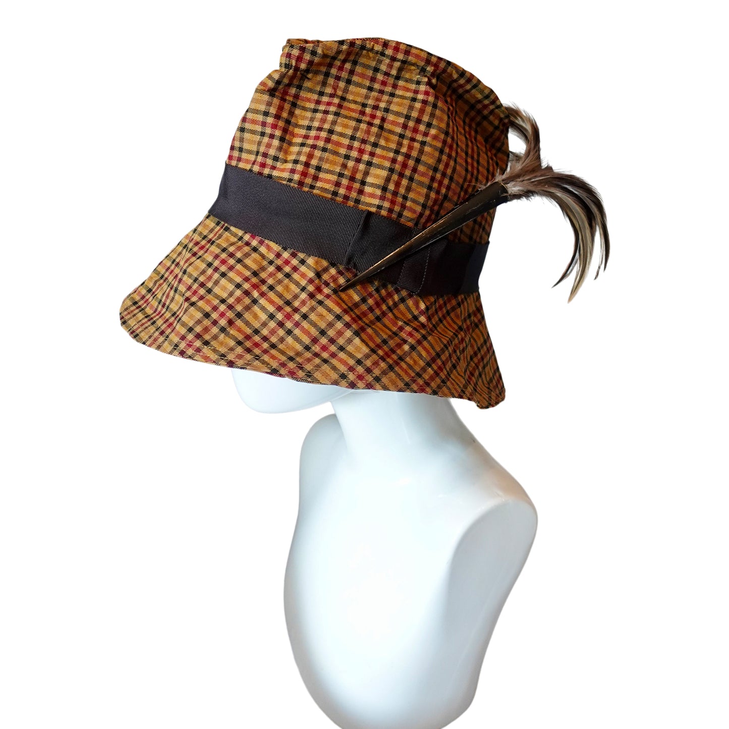 Morphy Moldable Plaid  Deep Cuff Trilby Fedora Mustard