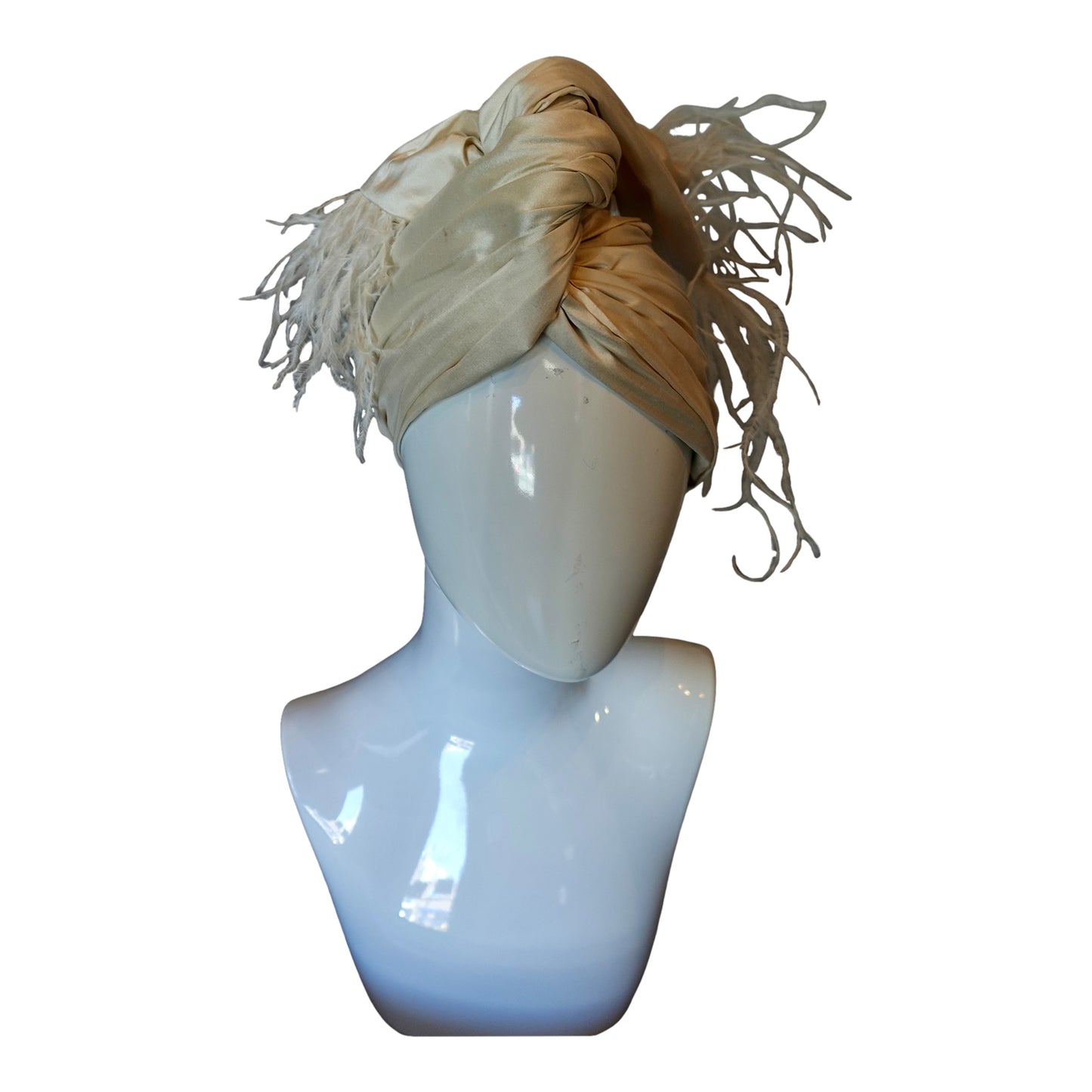 Silk and Marabou Twisturban Off White