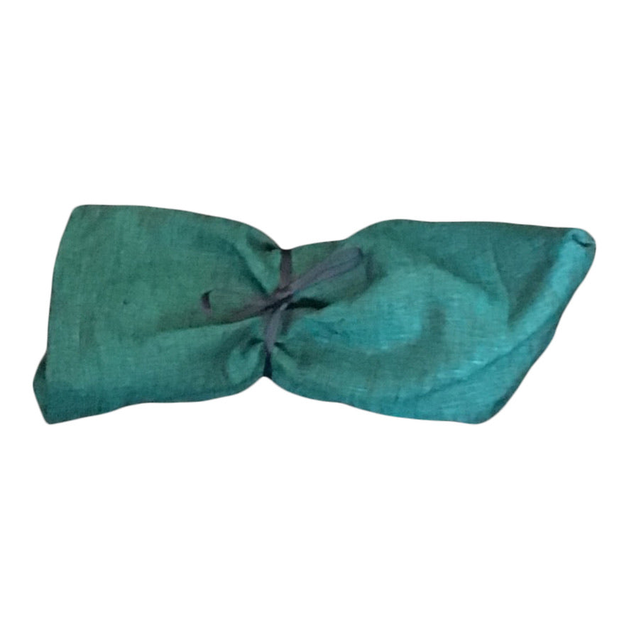 Linen Twisturban® Turban in yarn dye aqua with black