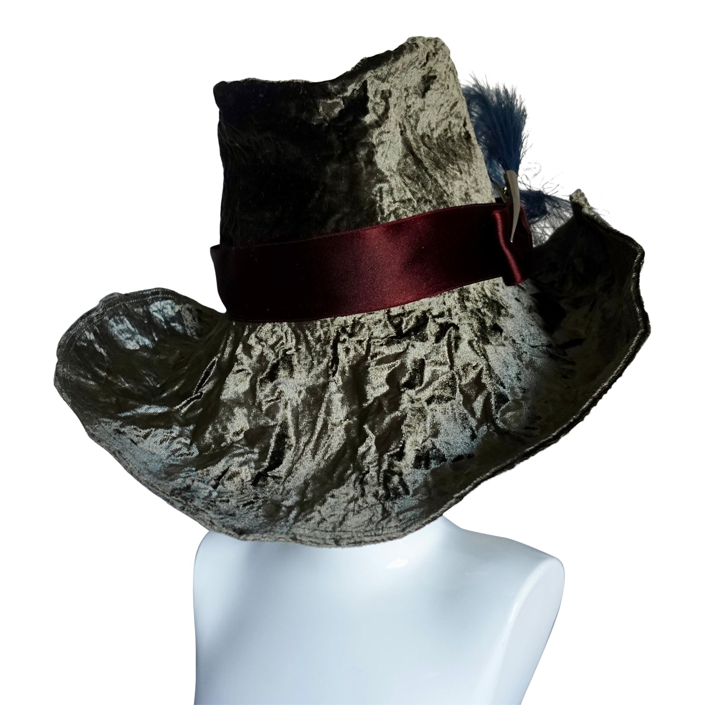Morphy Moldable silk/ rayon velvet  wide brim fedora 23" Deep Olive