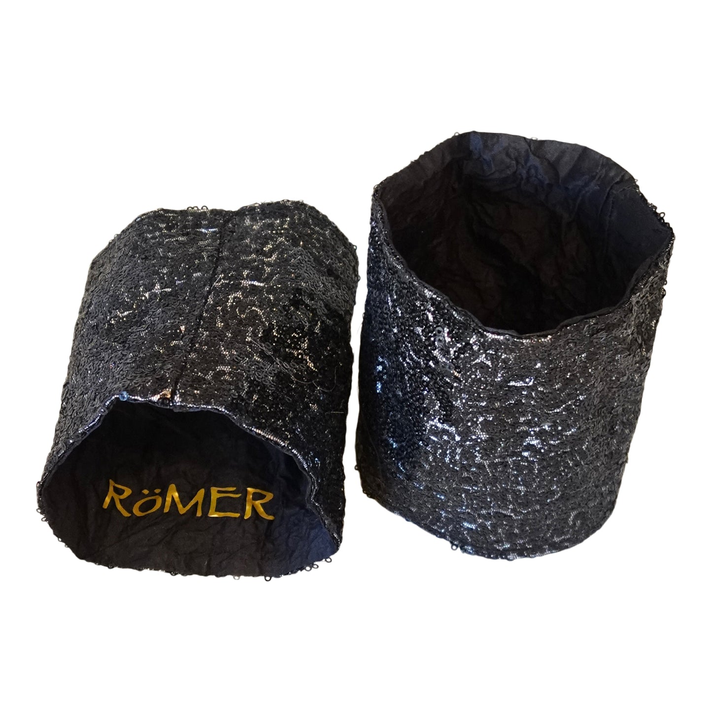 Morphy Metallic  Black Sequin & Silk Wrist Cuff set of 2