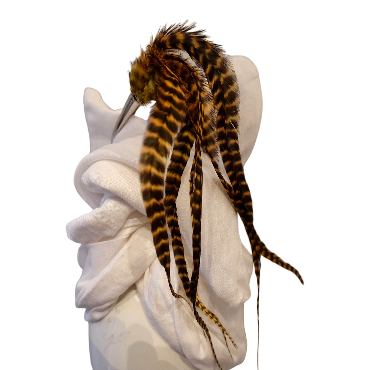 Feather clip in Rust and Black on silver, medium sized