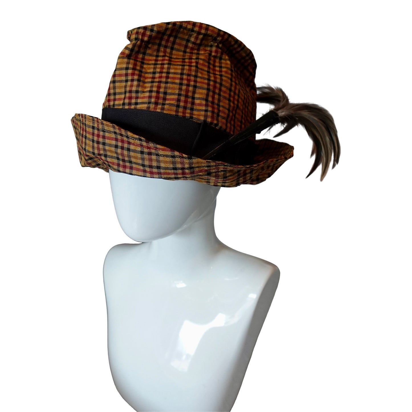 Morphy Moldable Plaid  Deep Cuff Trilby Fedora Mustard