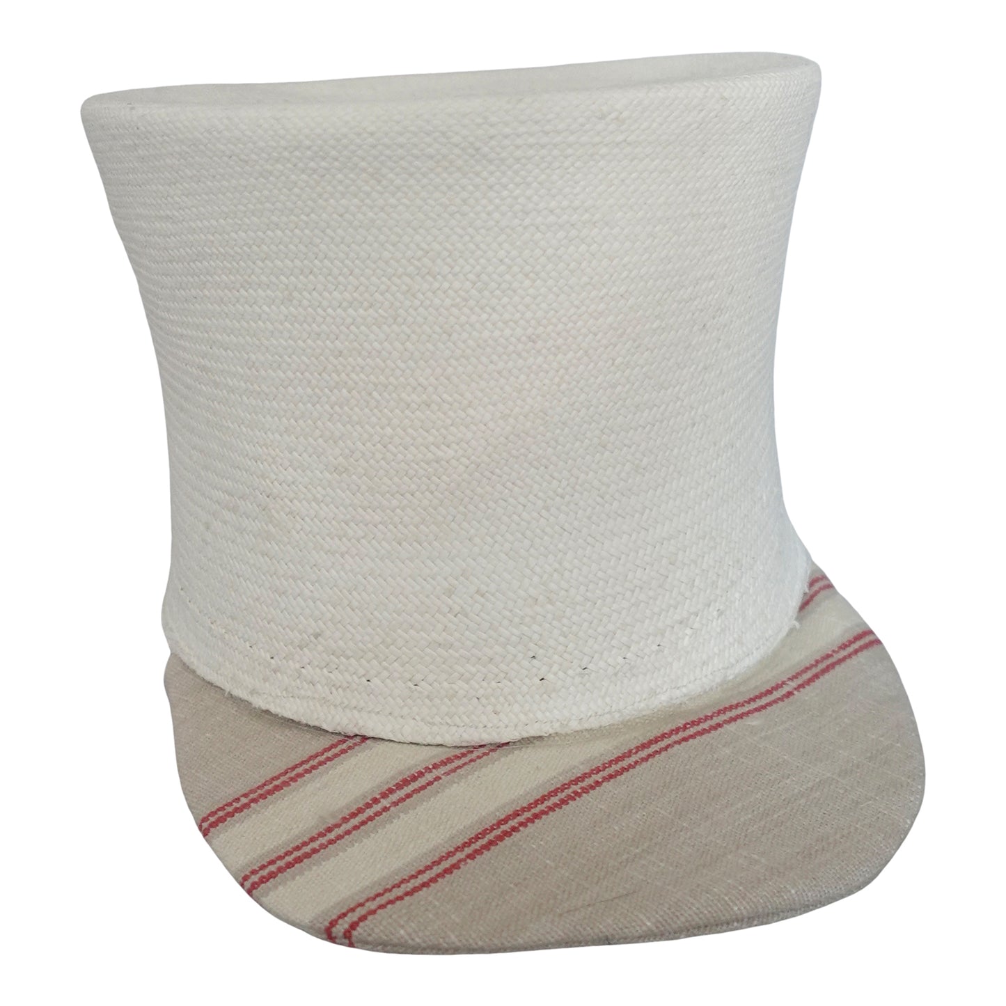 Upcycled panama cap with striped visor
