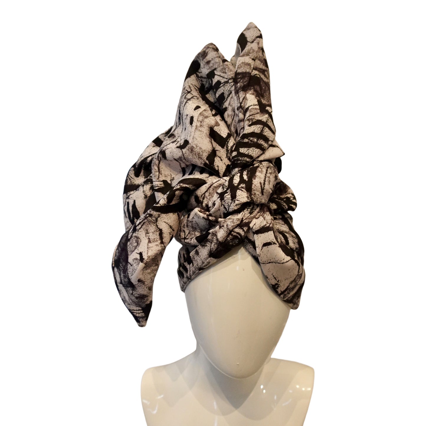 Twisturban® in Black & White Abstract print