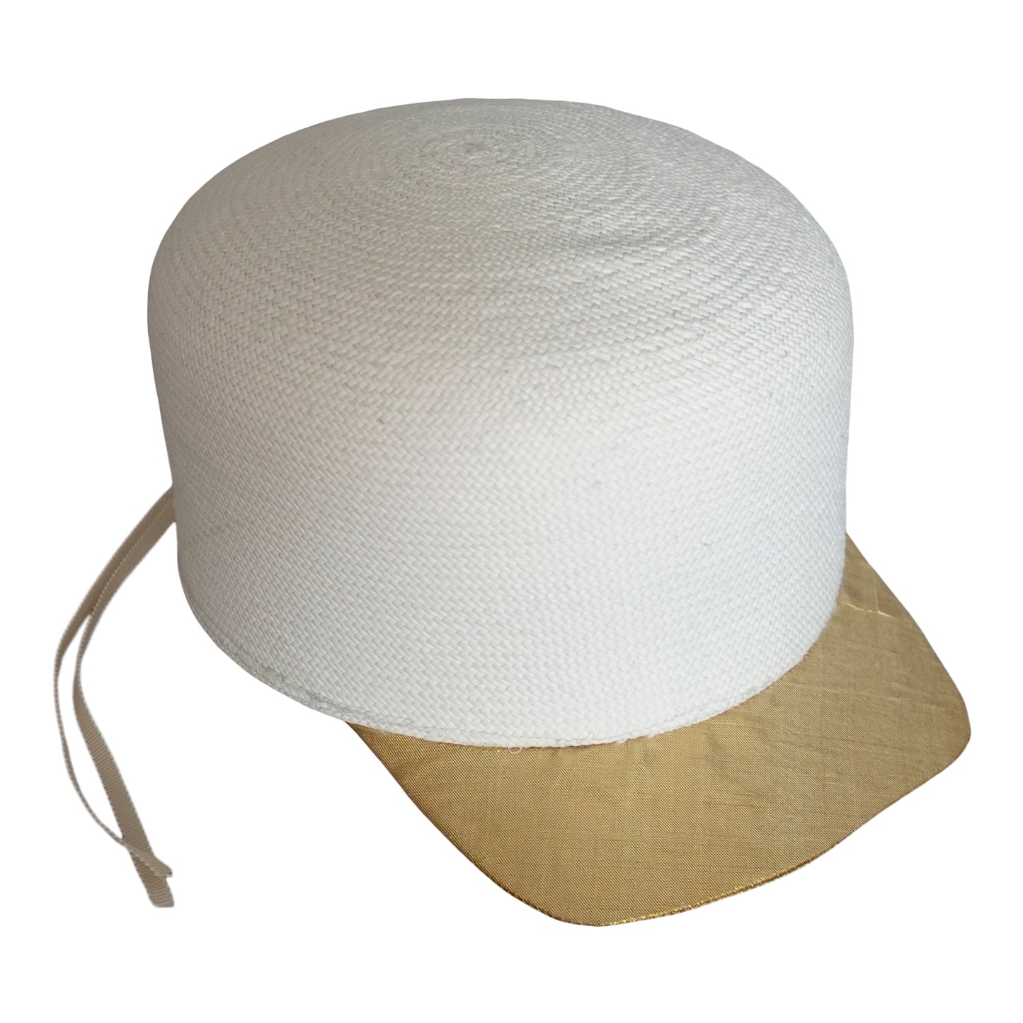 Upcycled panama cap with gold silk visor