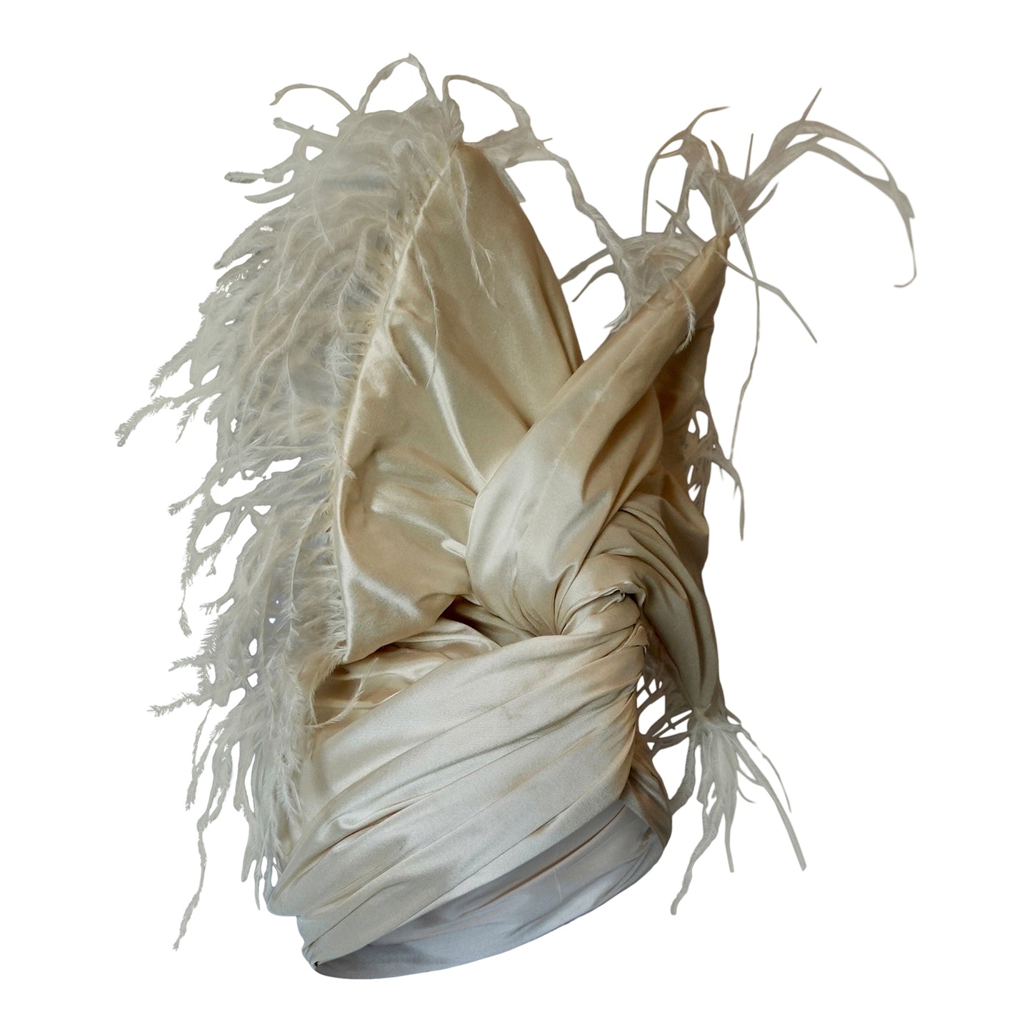 Silk and Marabou Twisturban Off White