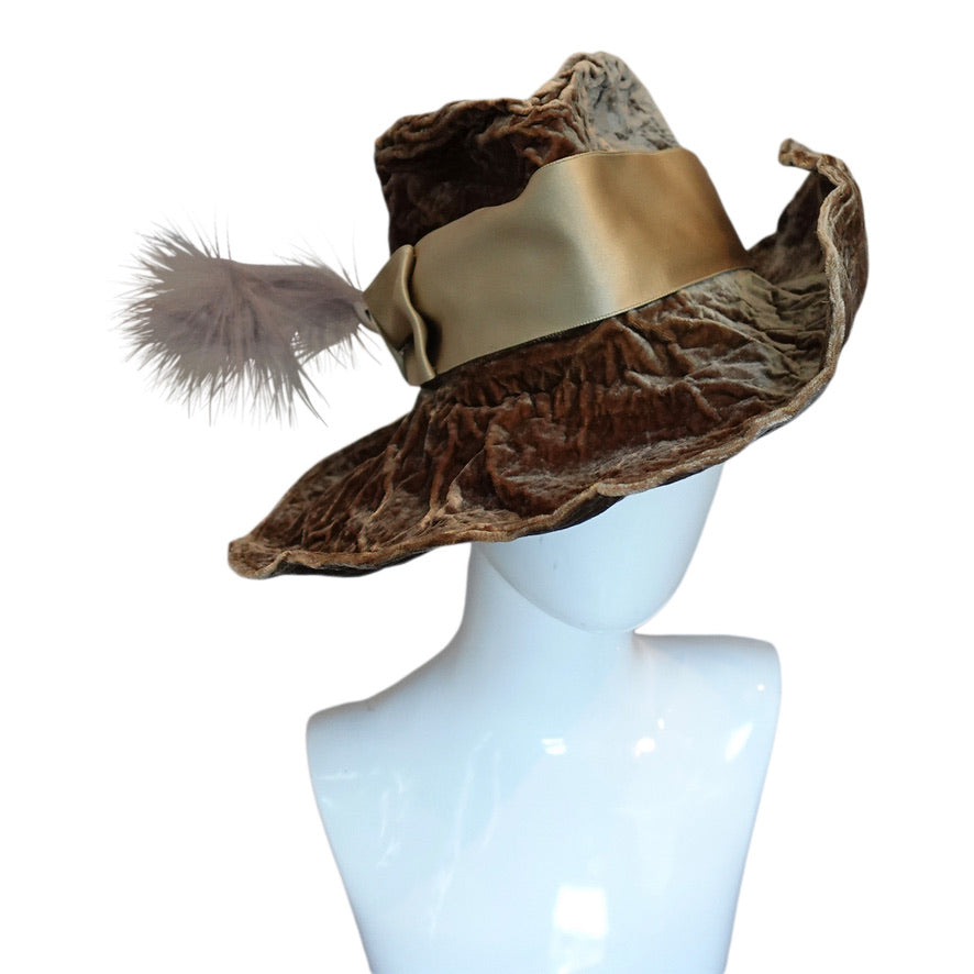 Morphy Moldable silk/ rayon velvet  wide brim fedora 22 3/4"