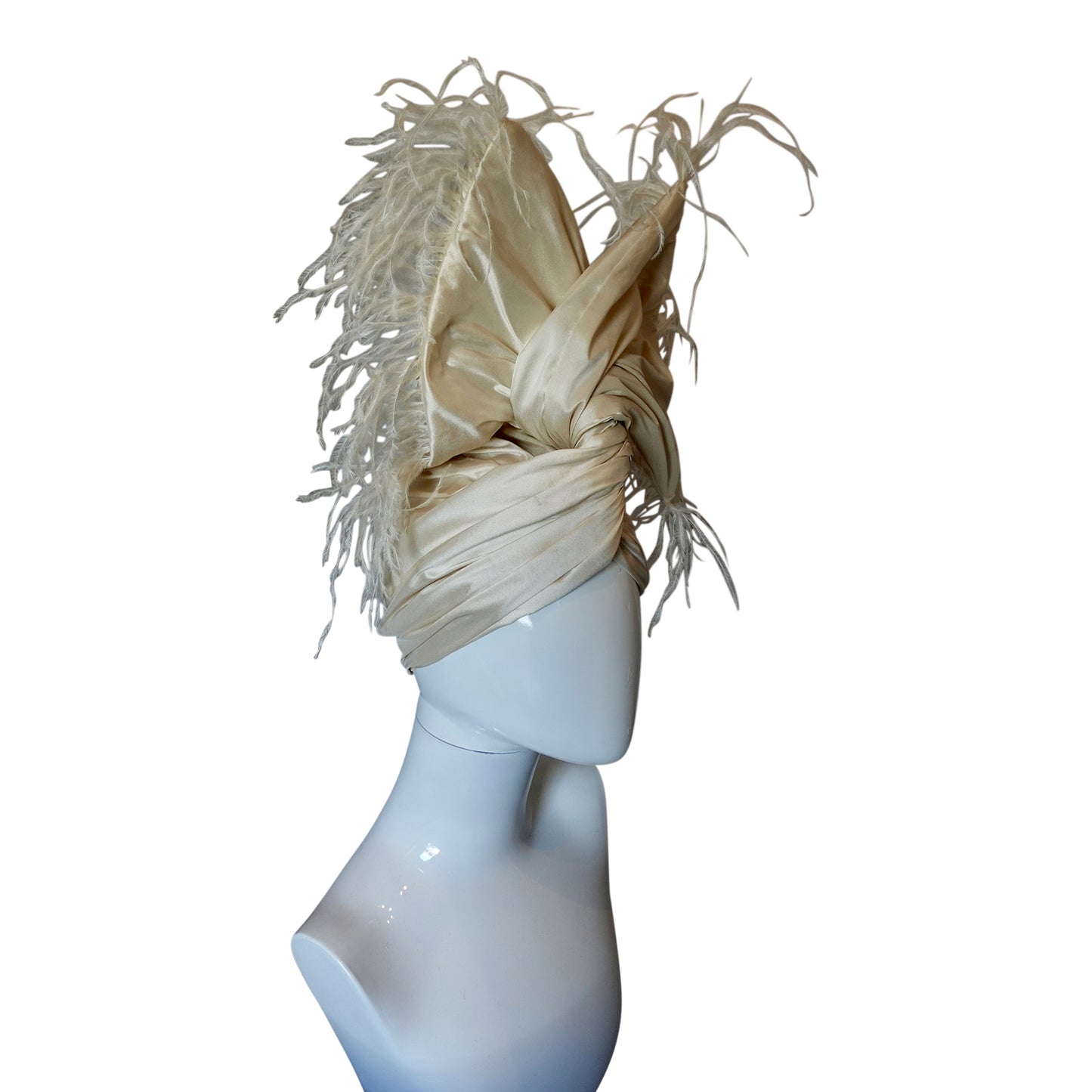 Silk and Marabou Twisturban Off White