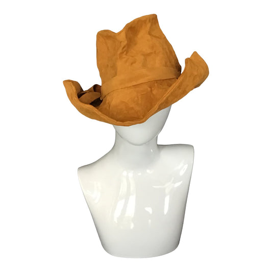 Morphy Cognac Vegan Suede wide brim fedora 22 3/4"