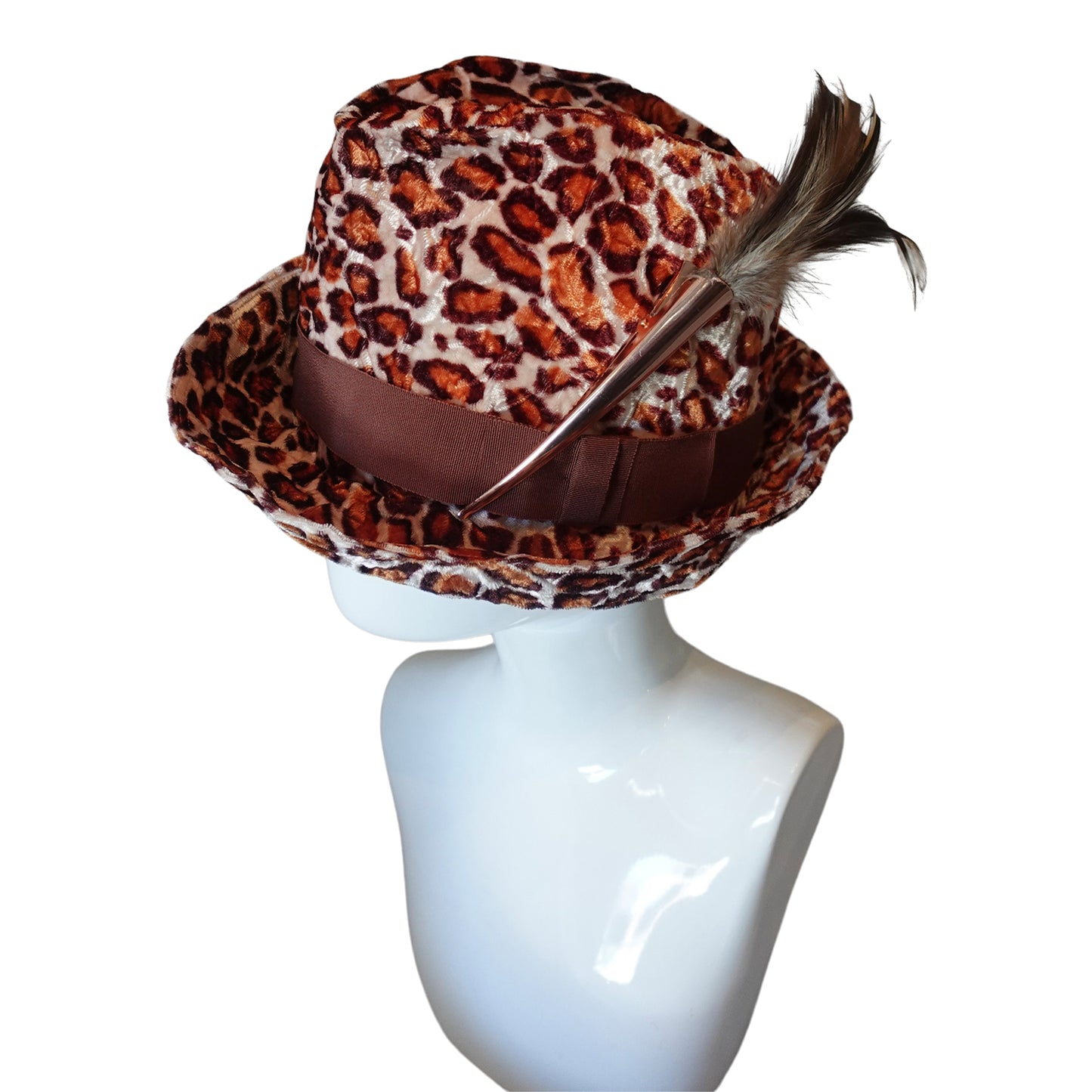 Morphy Moldable Leopard Velvet Deep Cuff Trilby Fedora