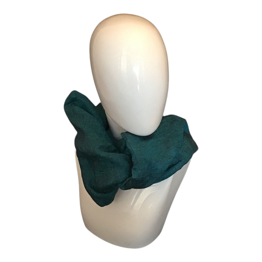 Linen Twisturban® Turban in yarn dye aqua with black