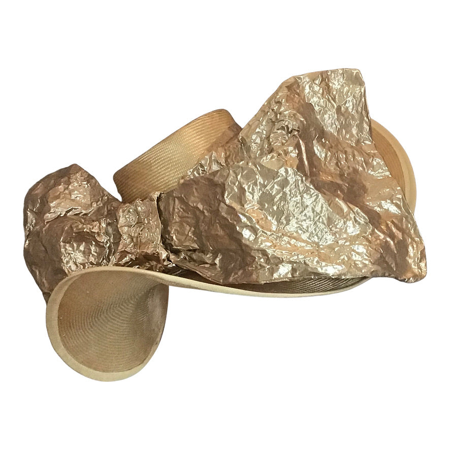 Wide Brim Straw In Gold With Gold Oversized Bow Race Day