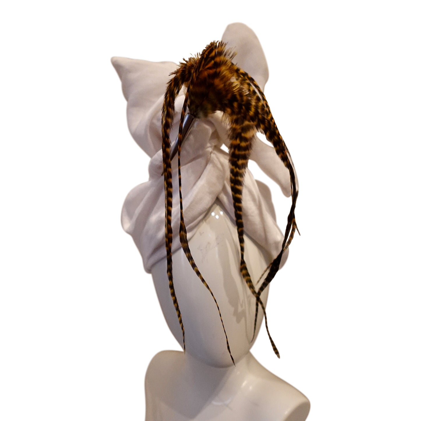 Feather clip in Rust and Black on silver, medium sized