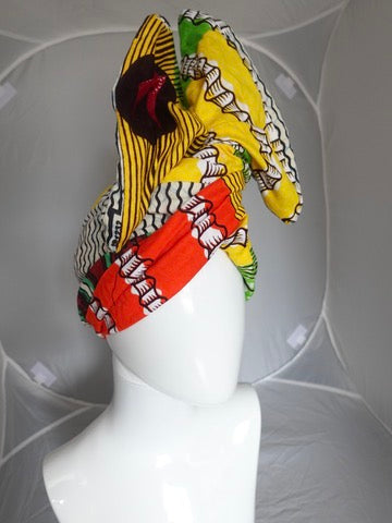 Twisturban® Turban in mixed dutch wax bright print cotton