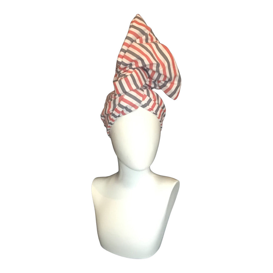 Caftan cotton cabana stripe in red & white & soft Black