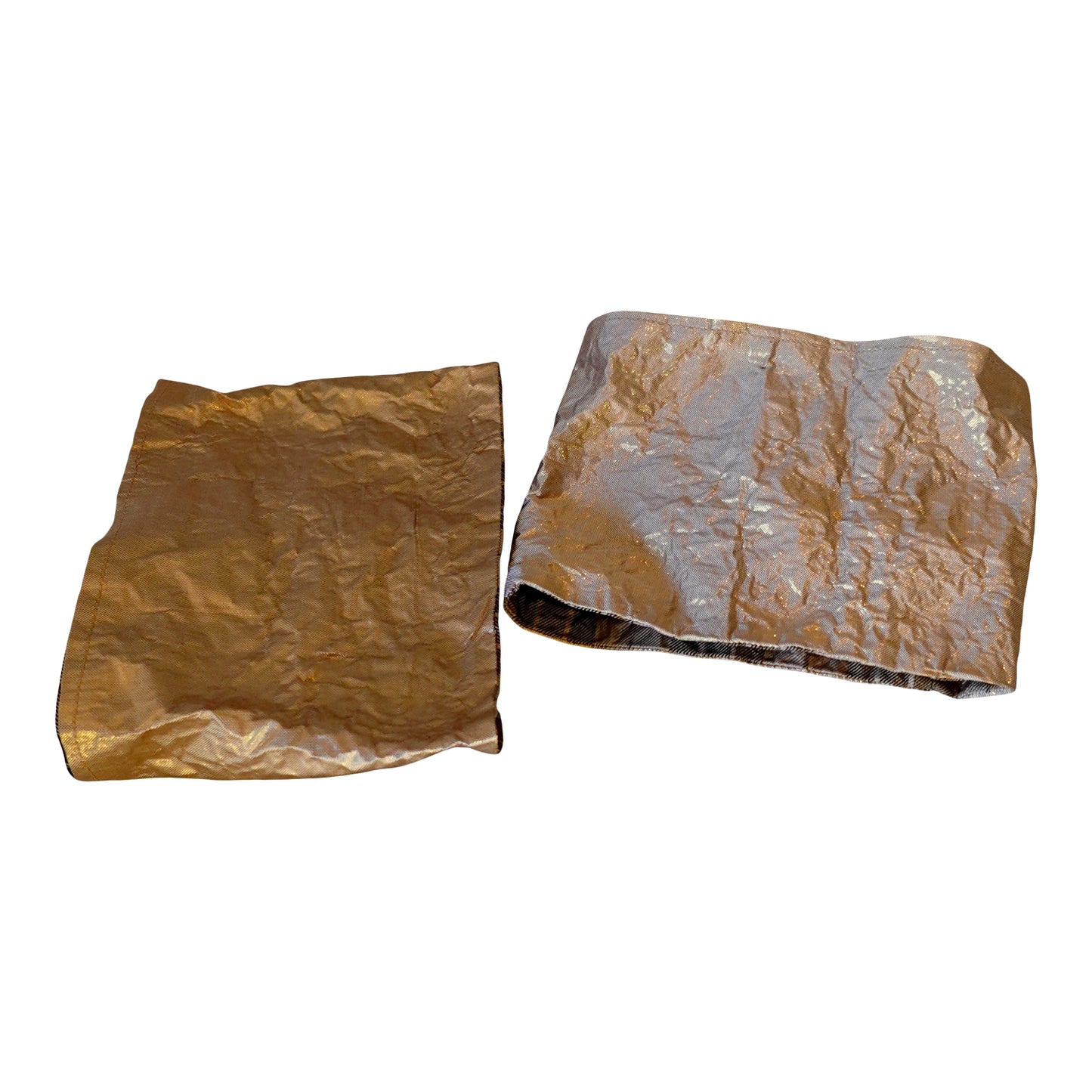 Morphy Metallic Lt Gold Silk & Plaid  Silk Wrist Cuff set of 2