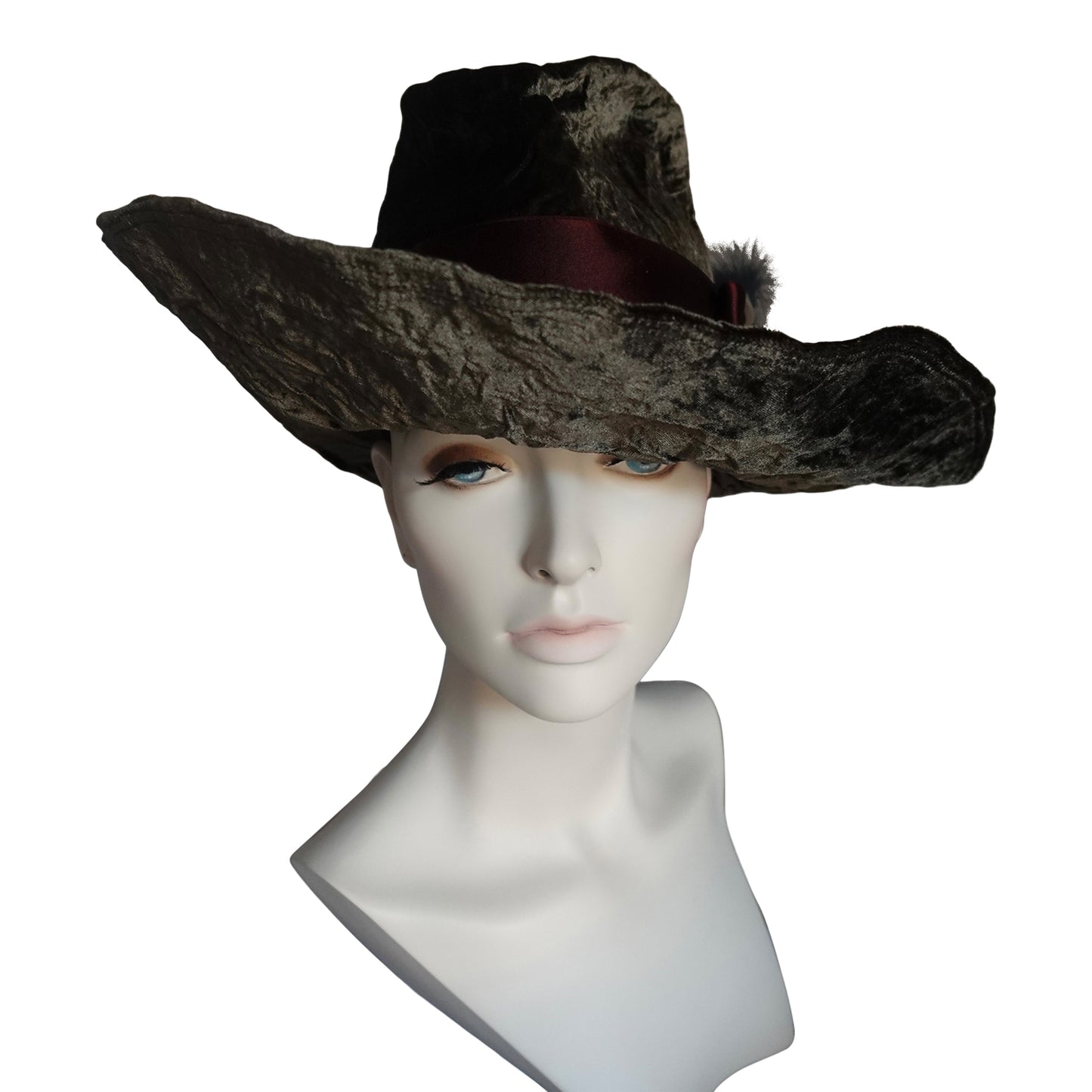 Morphy Moldable silk/ rayon velvet  wide brim fedora 23" Deep Olive