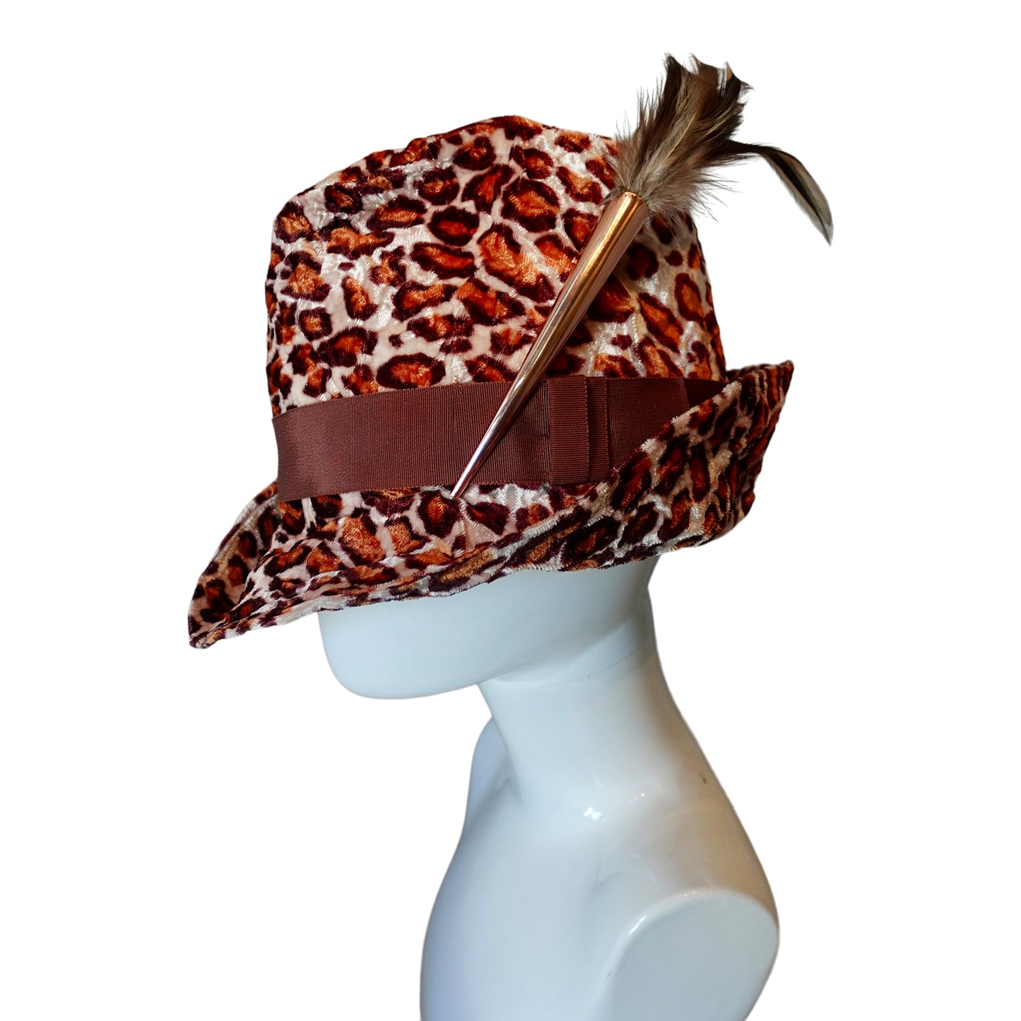 Morphy Moldable Leopard Velvet Deep Cuff Trilby Fedora