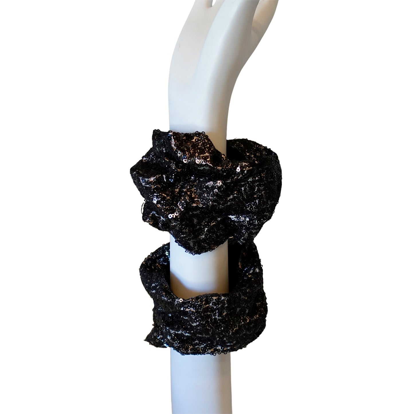 Morphy Metallic  Black Sequin & Silk Wrist Cuff set of 2