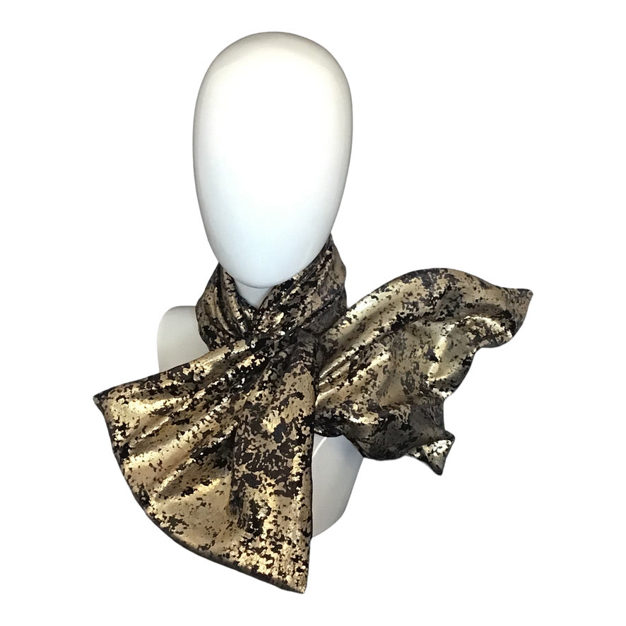 Velvet Twisturban in Black with gold "mica" pattern