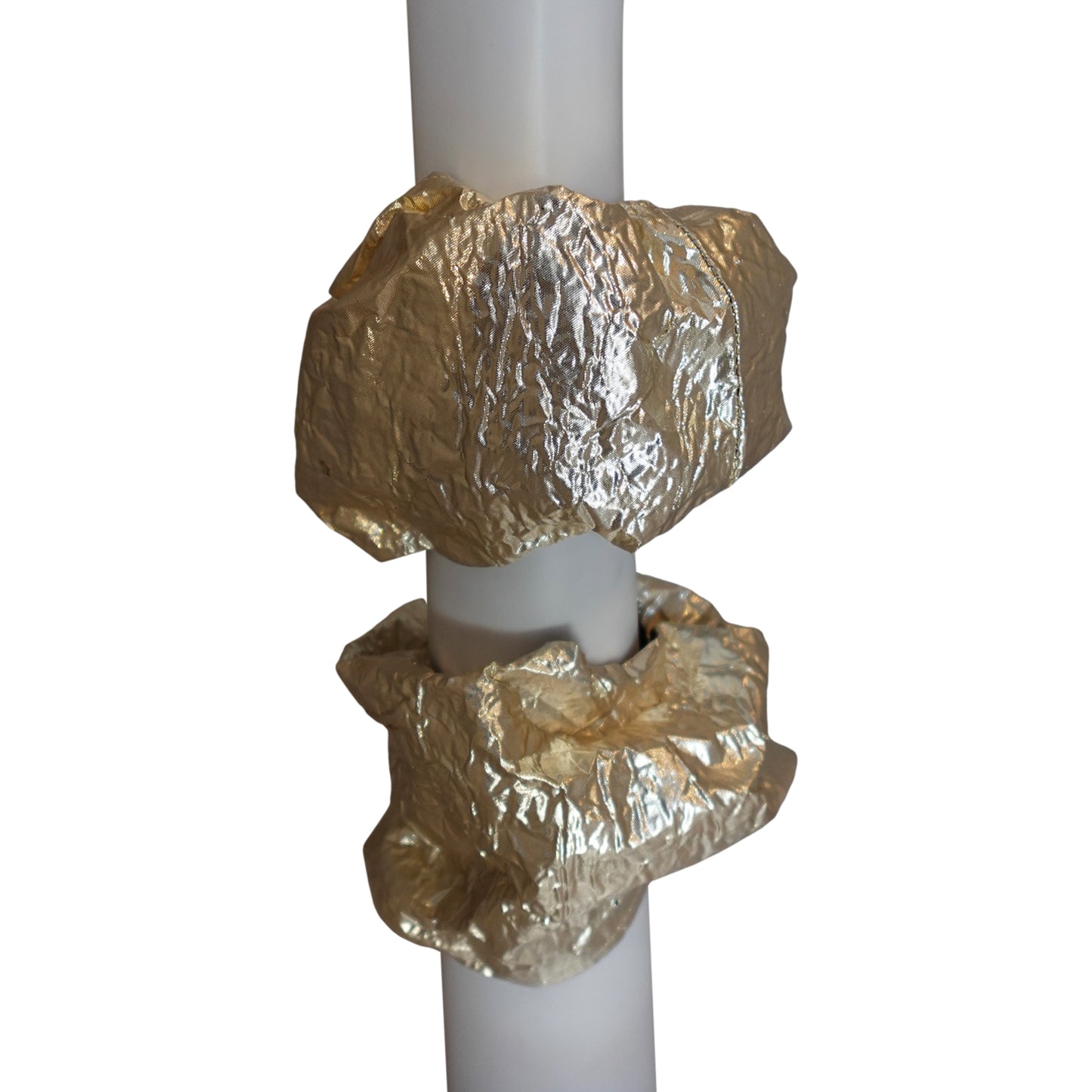 Morphy Metallic White Gold Silk & Plaid  Silk Wrist Cuff set of 2