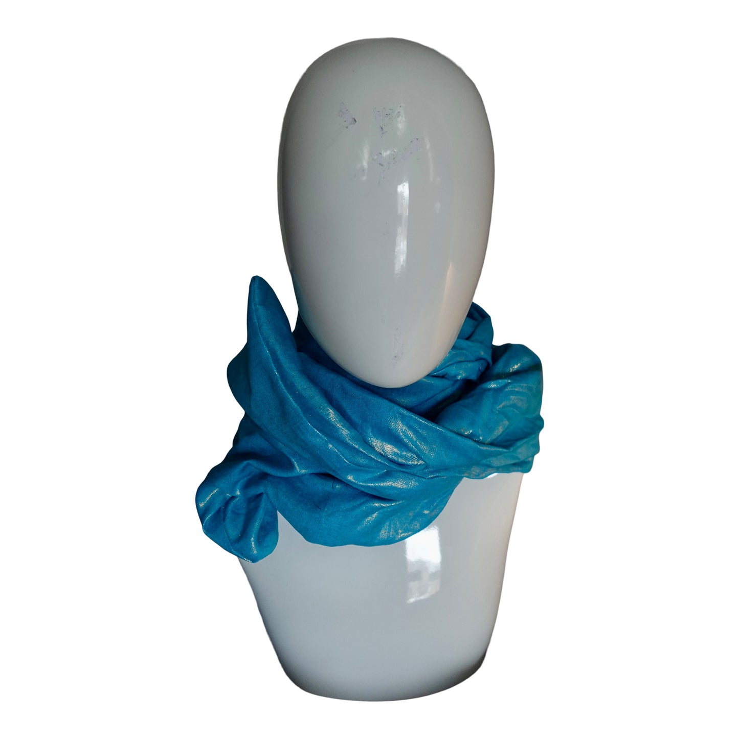 Linen Twisturban® in gold metallic on Turquoise