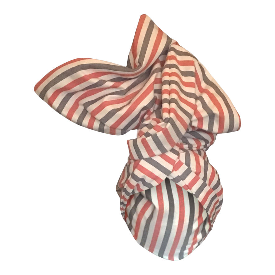 Caftan cotton cabana stripe in red & white & soft Black