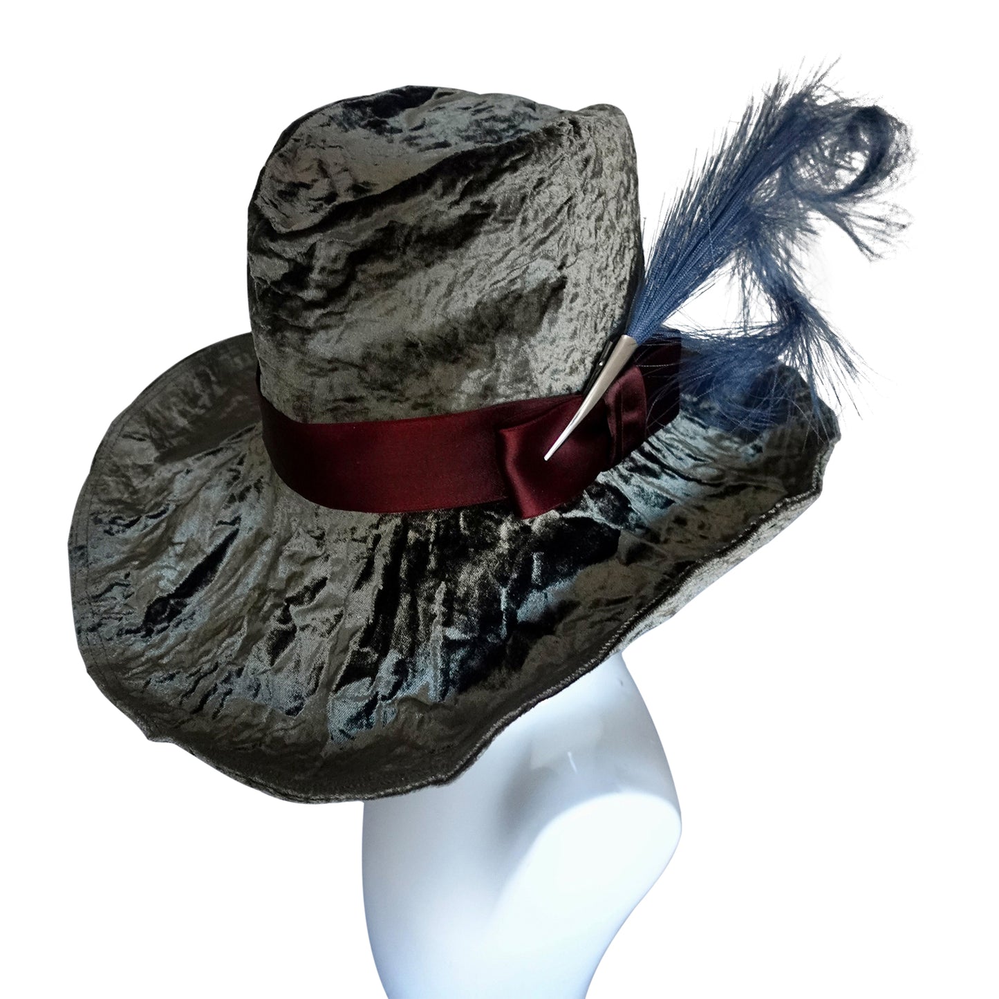 Morphy Moldable silk/ rayon velvet  wide brim fedora 23" Deep Olive