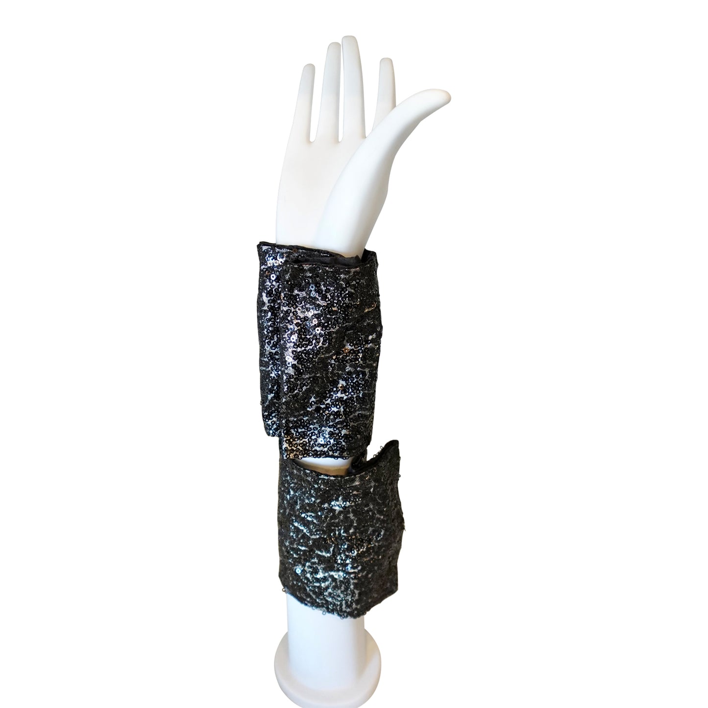 Morphy Metallic  Black Sequin & Silk Wrist Cuff set of 2