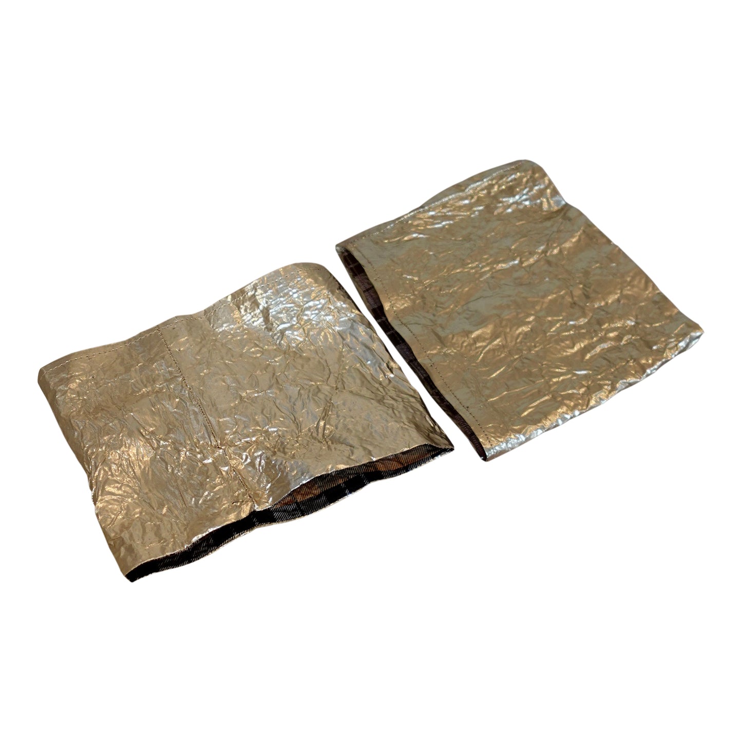 Morphy Metallic White Gold Silk & Plaid  Silk Wrist Cuff set of 2