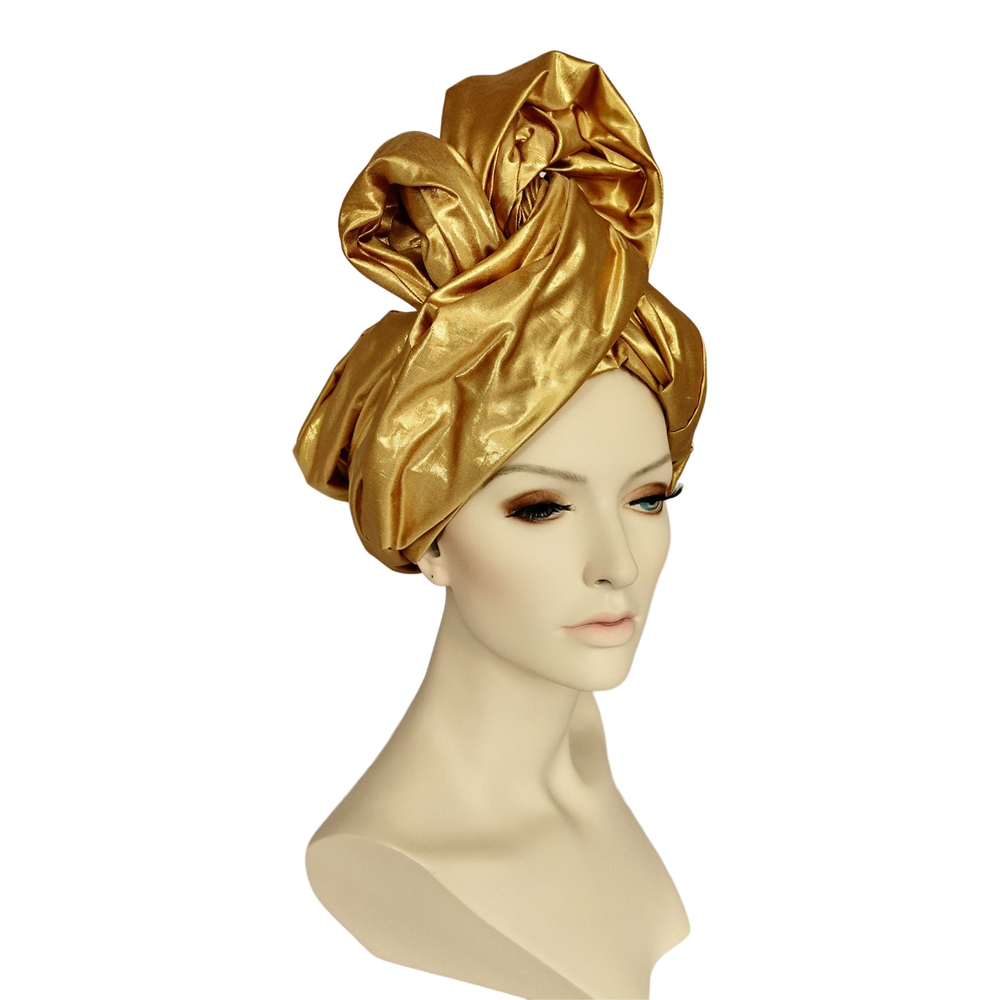 XL Metallic Gold silk shantung crescent Twisturban®