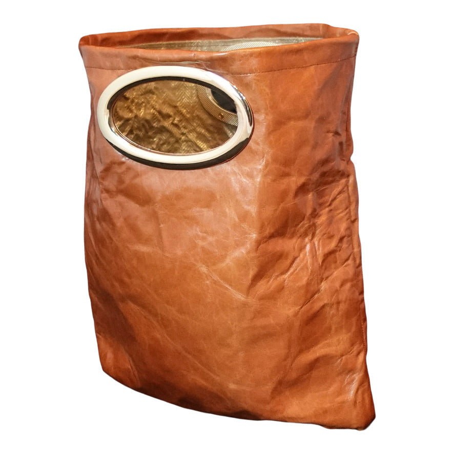 Morphy Cognac Leather Clutch Bag With Gold Handle