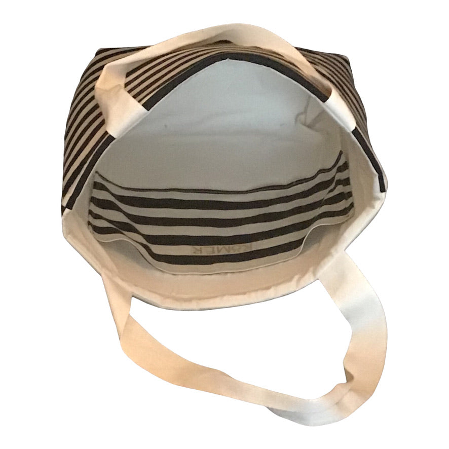 Tote bag in cotton black and white stripe