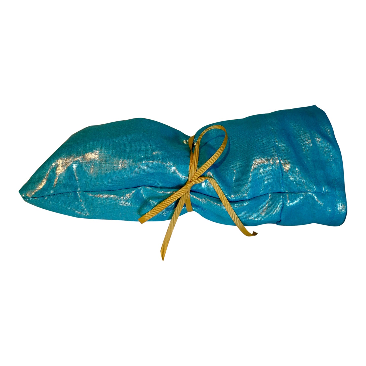 Linen Twisturban® in gold metallic on Turquoise